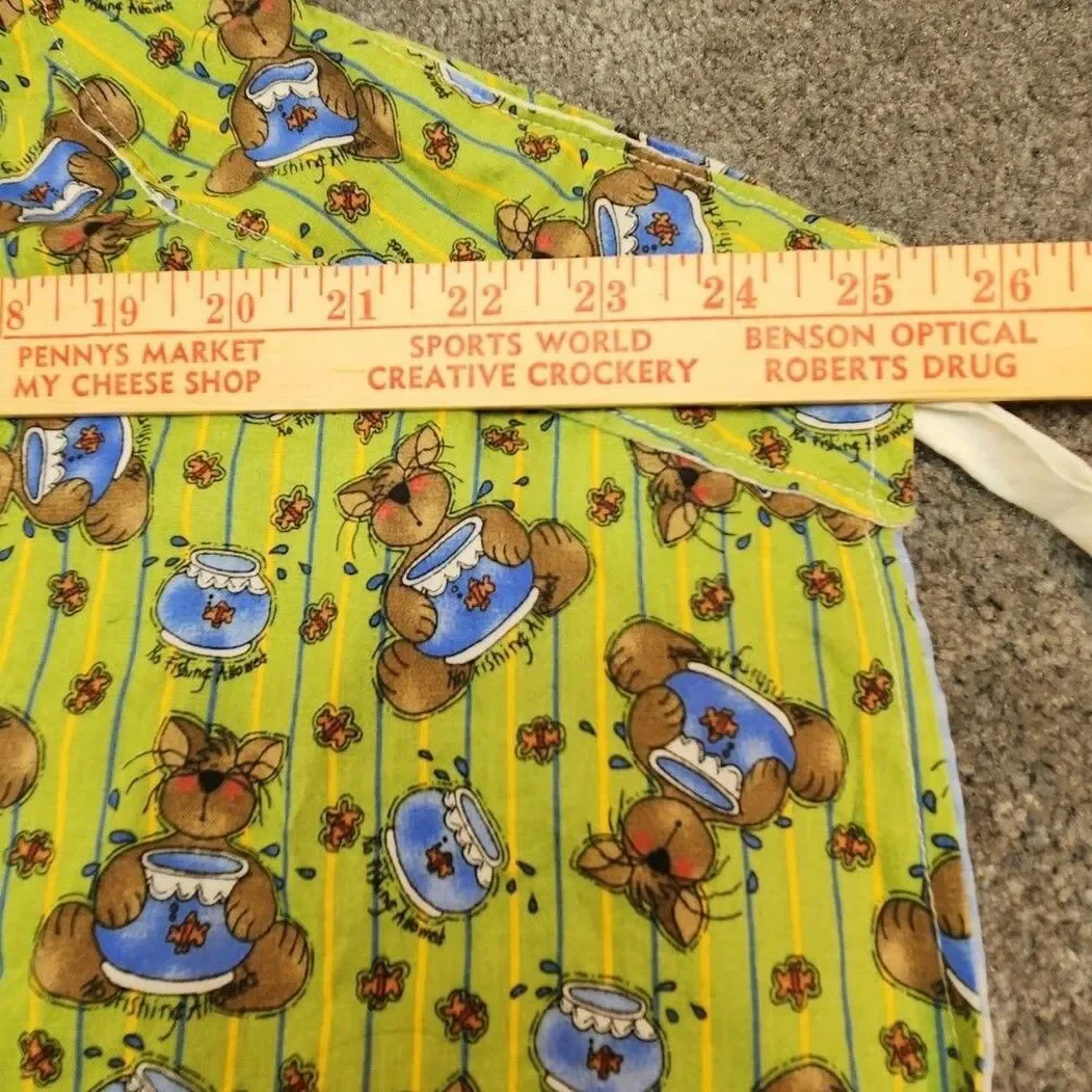 Homemade Apron One Size Cartoon Dog Print Colorful Kitchen Cooking Gift Retro